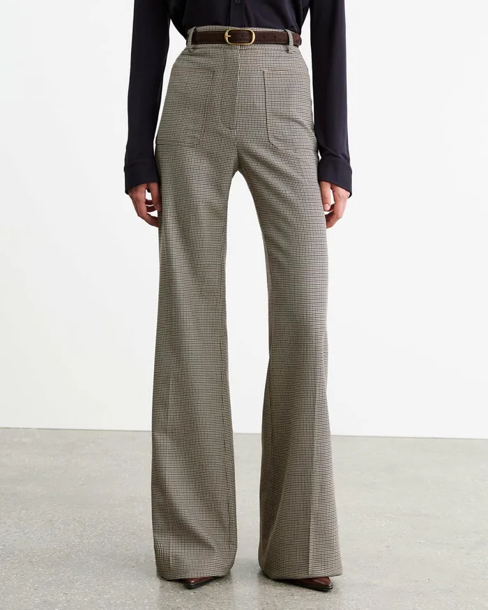 CHRISTOPHE PANT Brown Houndstooth Women Nili Lotan Pants and Shorts