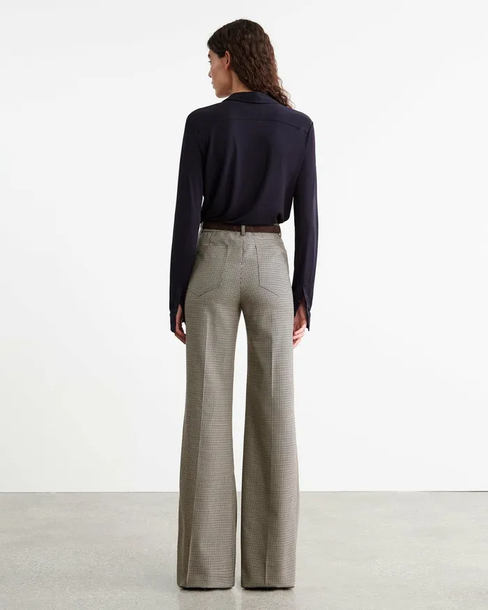 CHRISTOPHE PANT Brown Houndstooth Women Nili Lotan Pants and Shorts