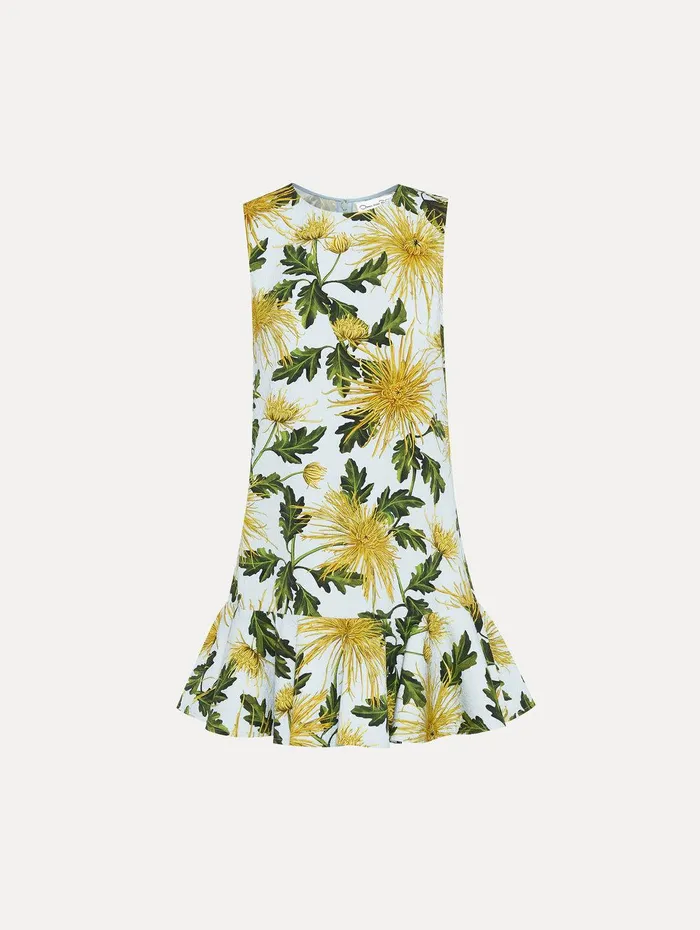 Chrysanthemum Cotton Cloqu Dress Yellow Light Blue Women Oscar De La Renta Dresses Chrysanthemum Cotton Cloqu Dress Yellow Light Blue Women Oscar De La Renta Dresses