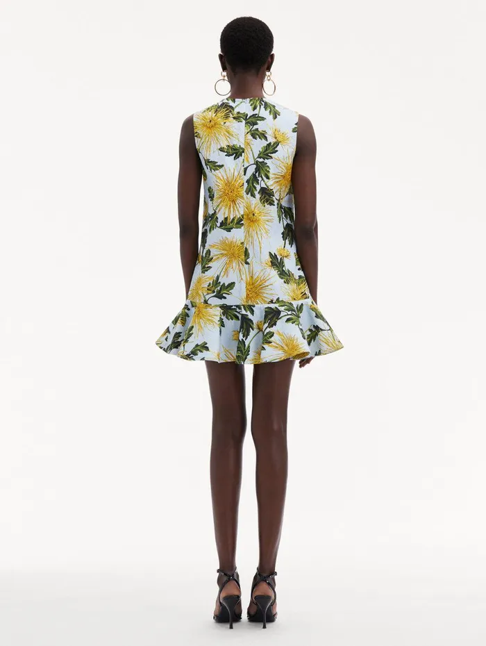 Chrysanthemum Cotton Cloqu Dress Yellow Light Blue Women Oscar De La Renta Dresses Chrysanthemum Cotton Cloqu Dress Yellow Light Blue Women Oscar De La Renta Dresses