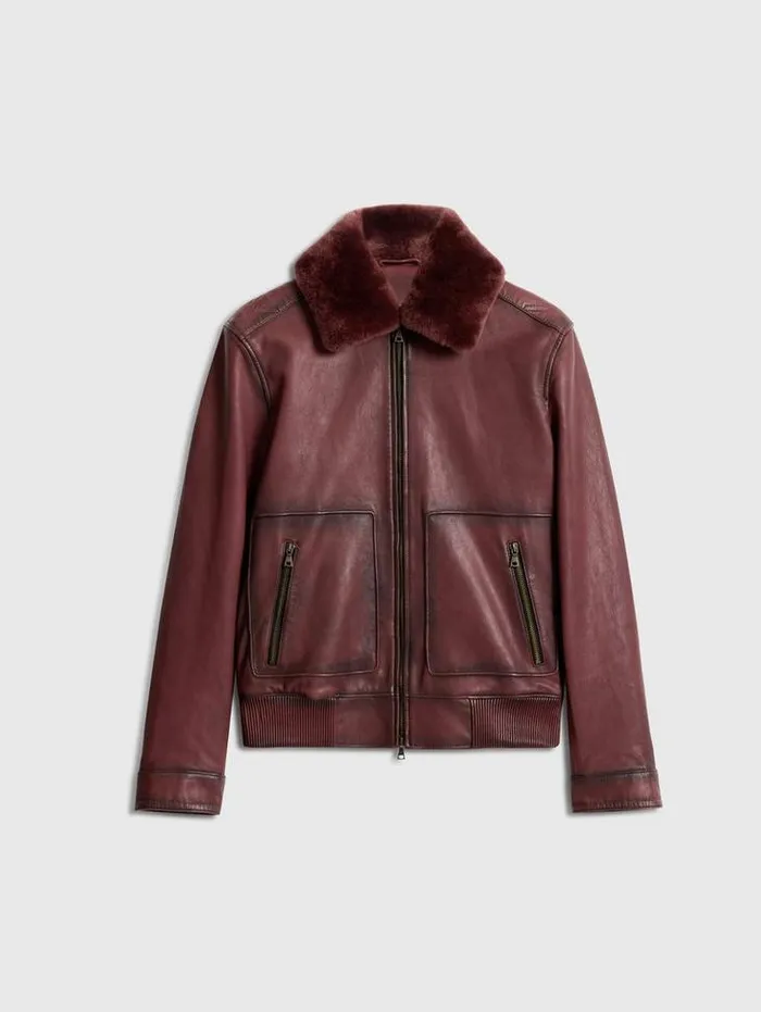 CLAREMONT AVIATOR JACKET Oxblood Men John Varvatos Leather Jackets