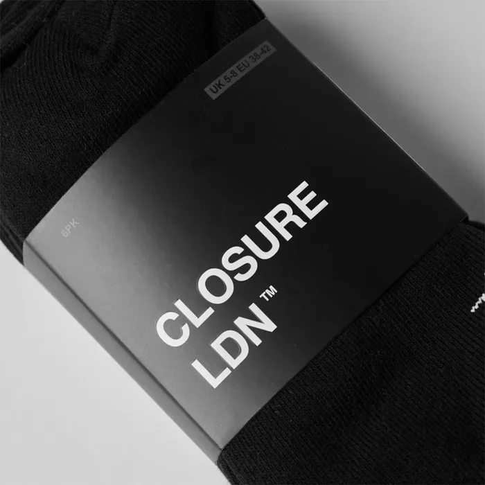 Closure London 6Pack No Show Sport Socks Black Men Socks