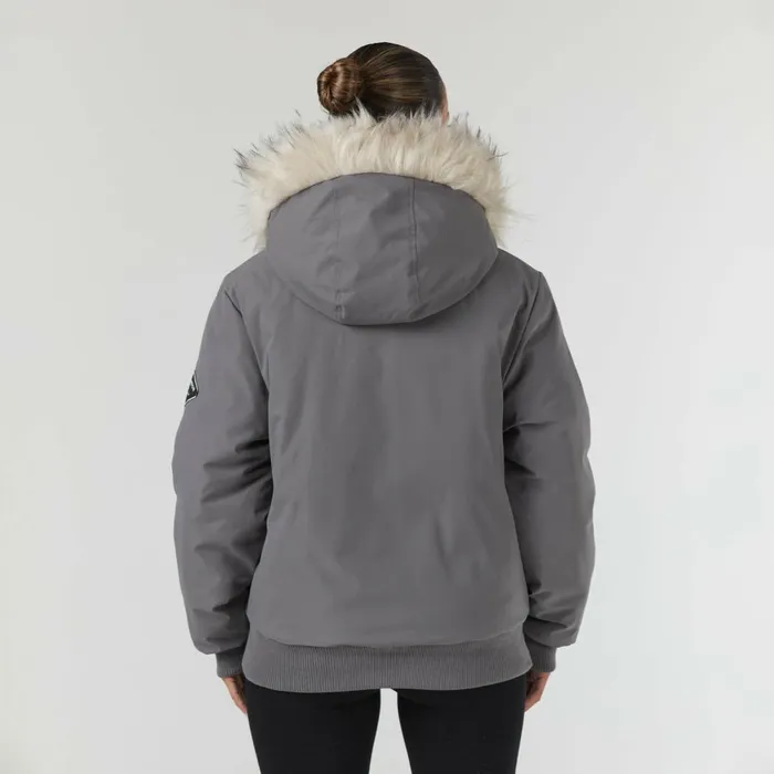 Closure London Faux Fur Cropped Parka Charcoal Women Coats and Jackets