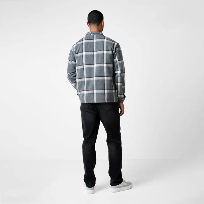 Closure London Flannel Check Shirt Grey Men Overshirts