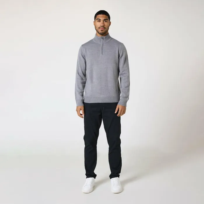 Closure London Knit 14 Zip Funnel Neck Grey Men Knitwear
