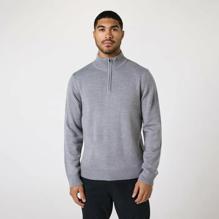 Closure London Knit 14 Zip Funnel Neck Grey Men Knitwear