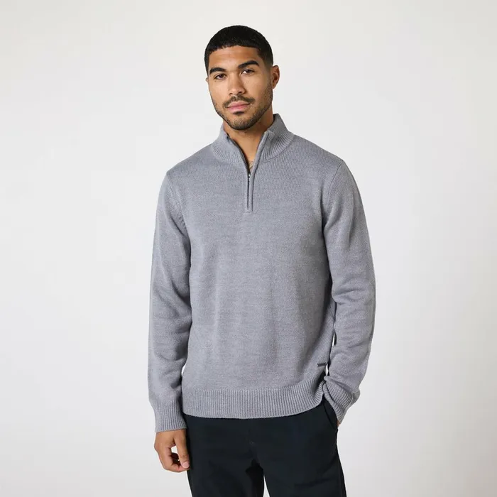 Closure London Knit 14 Zip Funnel Neck Grey Men Knitwear