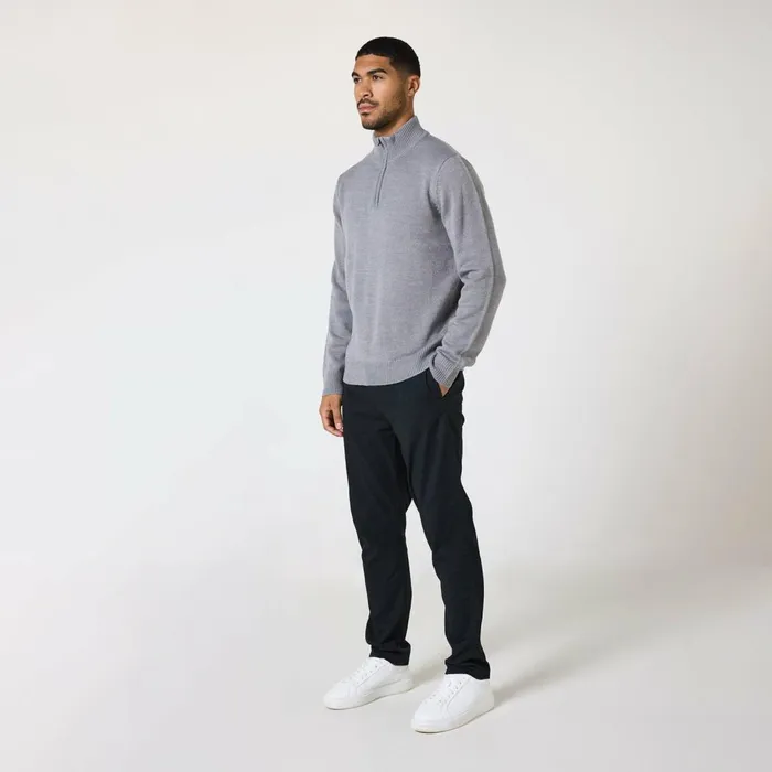 Closure London Knit 14 Zip Funnel Neck Grey Men Knitwear