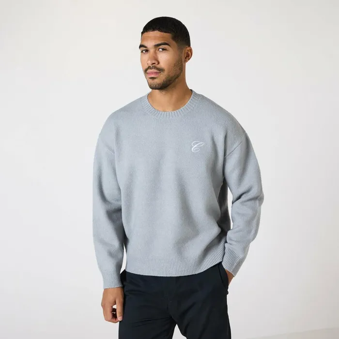 Closure London Knit Initial Crewneck Light Grey Men Knitwear