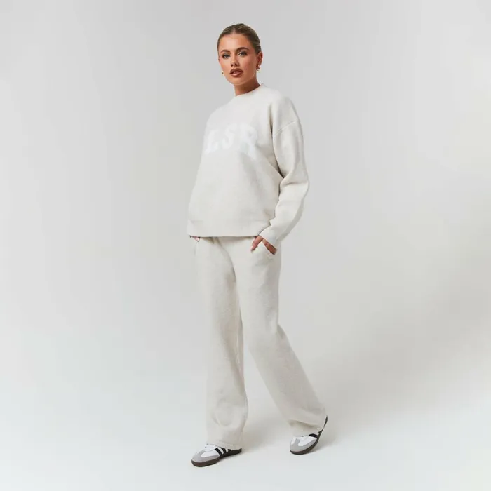 Closure London Knit Open Hem Jogger Oatmeal Women Joggers