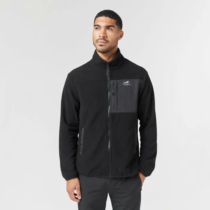 Closure London Polar Fleece Zip Through Jacket Black Men Coats and Jackets