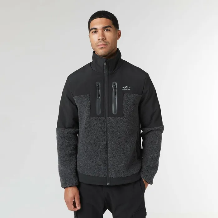 Closure London Ripstop Borg Panel Jacket Charcoal Men Coats and Jackets