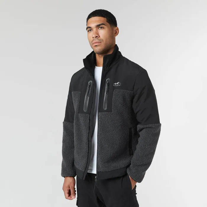 Closure London Ripstop Borg Panel Jacket Charcoal Men Coats and Jackets