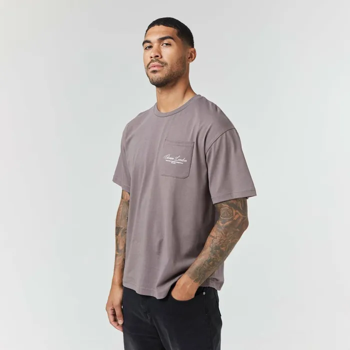 Closure London Script Logo Pocket TShirt Brown Men TShirts