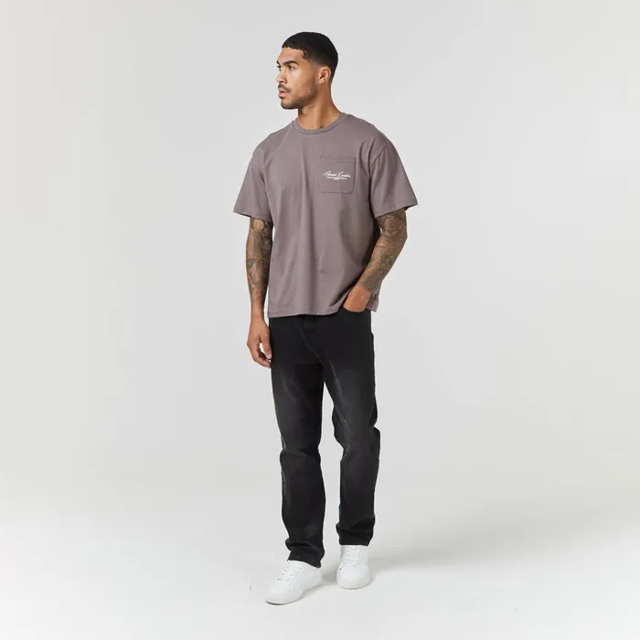 Closure London Script Logo Pocket TShirt Brown Men TShirts