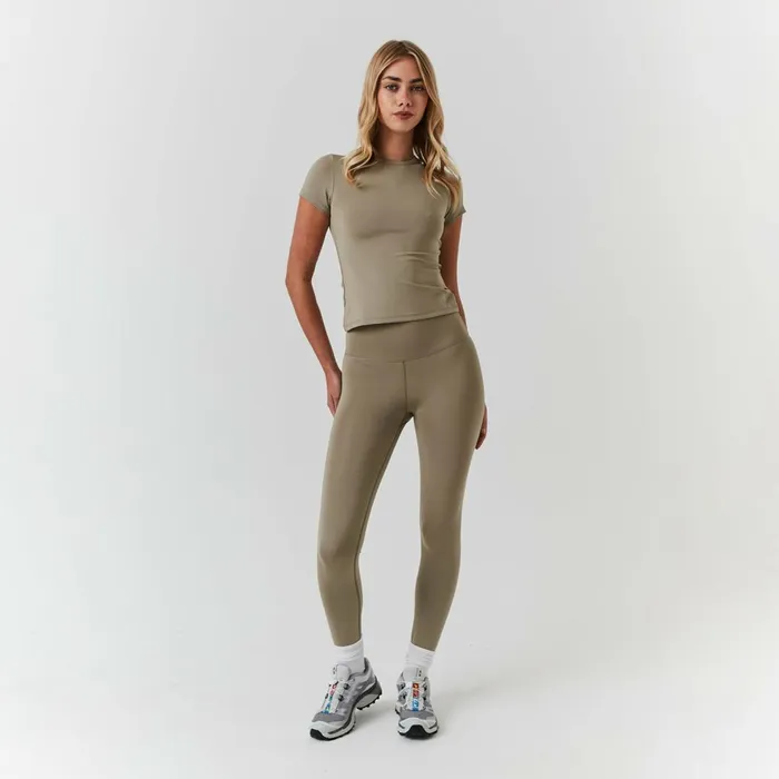 Closure London Second Skin Crop Top and Legging Set Olive Women Sets
