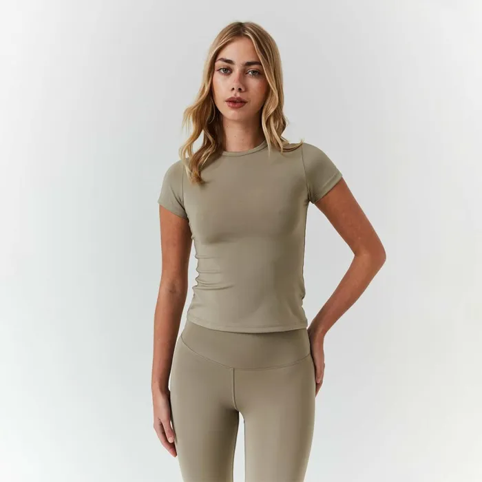 Closure London Second Skin Crop Top and Legging Set Olive Women Sets