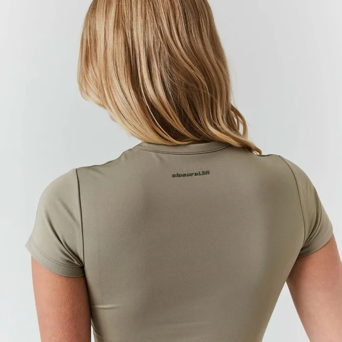 Closure London Second Skin Crop Top and Legging Set Olive Women Sets