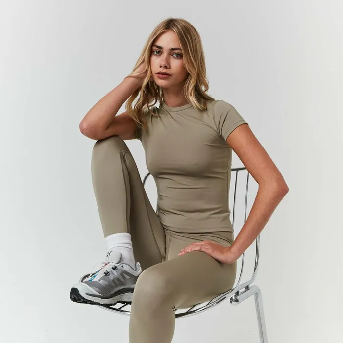 Closure London Second Skin Crop Top and Legging Set Olive Women Sets