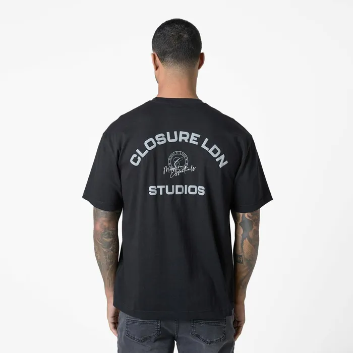 Closure London Stamped Logo Relaxed Fit TShirt Black Men TShirts