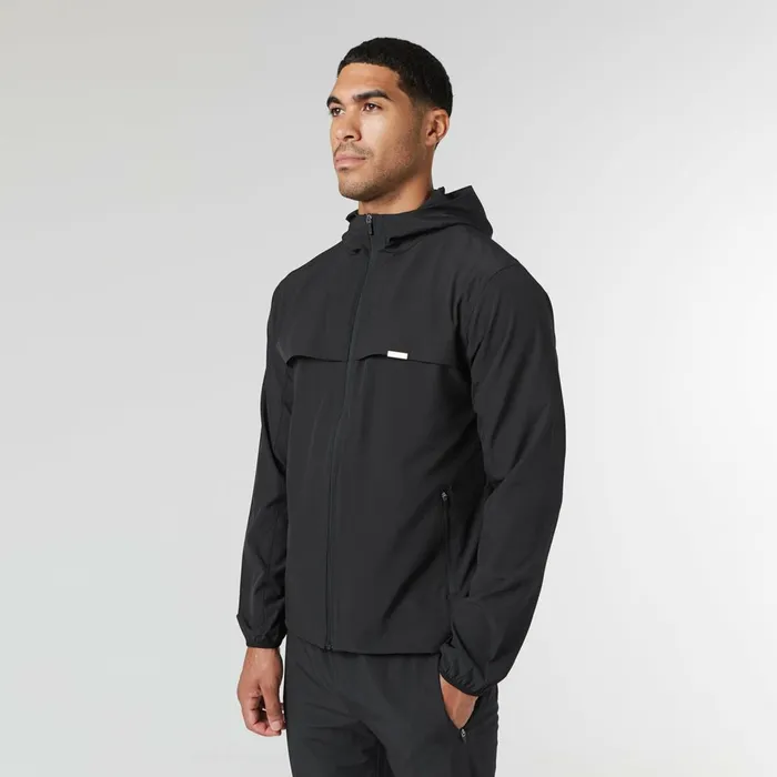Closure London Stretch Tech Windbreaker Black Men Coats and Jackets