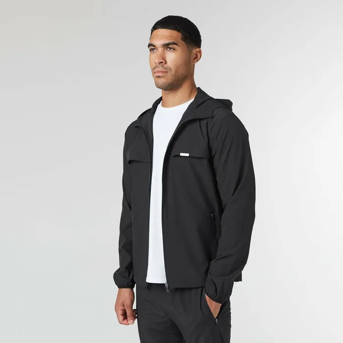 Closure London Stretch Tech Windbreaker Black Men Coats and Jackets