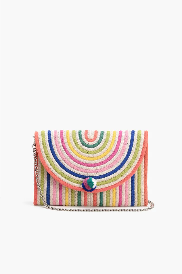 Clutches Women Recycled Cotton Stripe ClutchNatural Multi America and Beyond