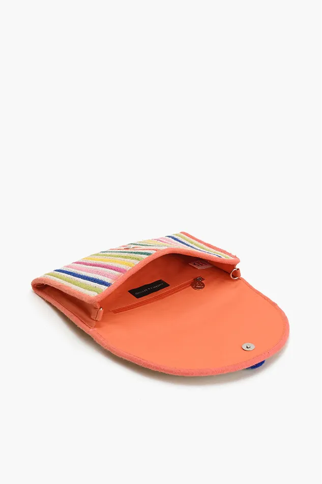 Clutches Women Recycled Cotton Stripe ClutchNatural Multi America and Beyond Clutches Women Recycled Cotton Stripe ClutchNatural Multi America and Beyond