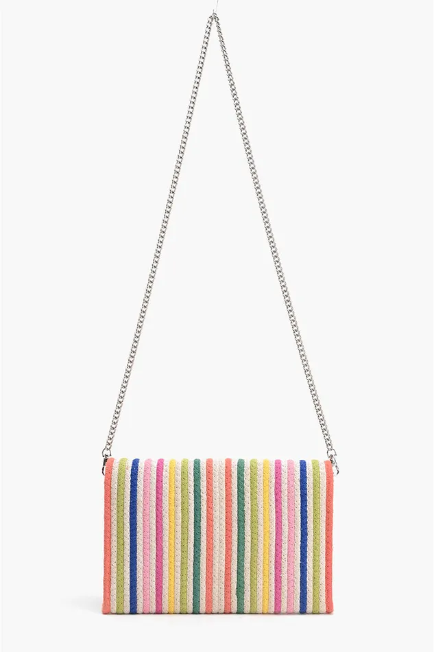 Clutches Women Recycled Cotton Stripe ClutchNatural Multi America and Beyond Clutches Women Recycled Cotton Stripe ClutchNatural Multi America and Beyond