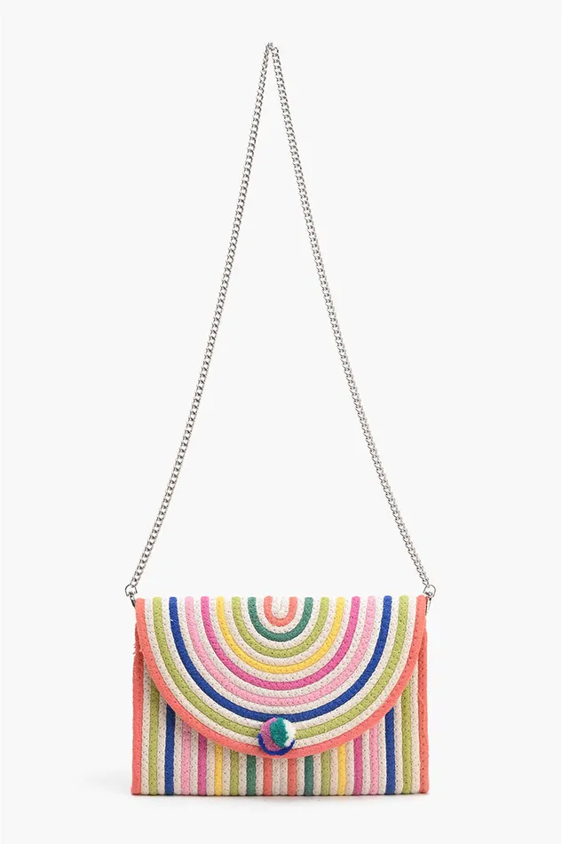 Clutches Women Recycled Cotton Stripe ClutchNatural Multi America and Beyond Clutches Women Recycled Cotton Stripe ClutchNatural Multi America and Beyond