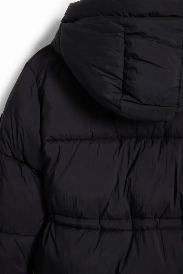 Coats And Jackets Kids Desigual Long Coat Large Hood Pockets Black