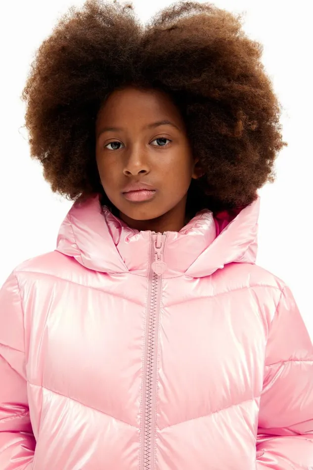 Coats And Jackets Kids Desigual Metallic Padded Coat With Hood Red