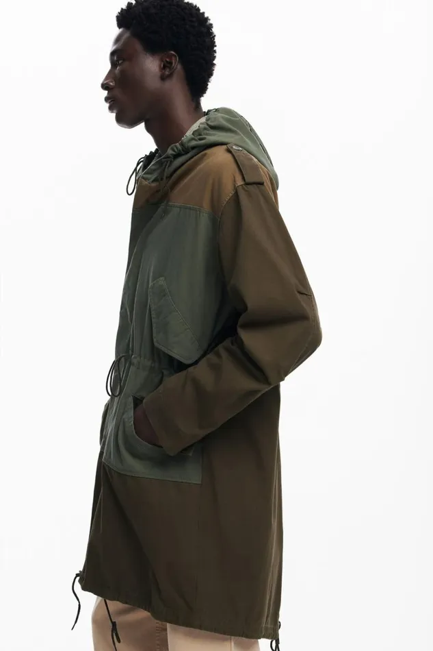 Coats And Jackets Men Desigual Multitone Parka Green