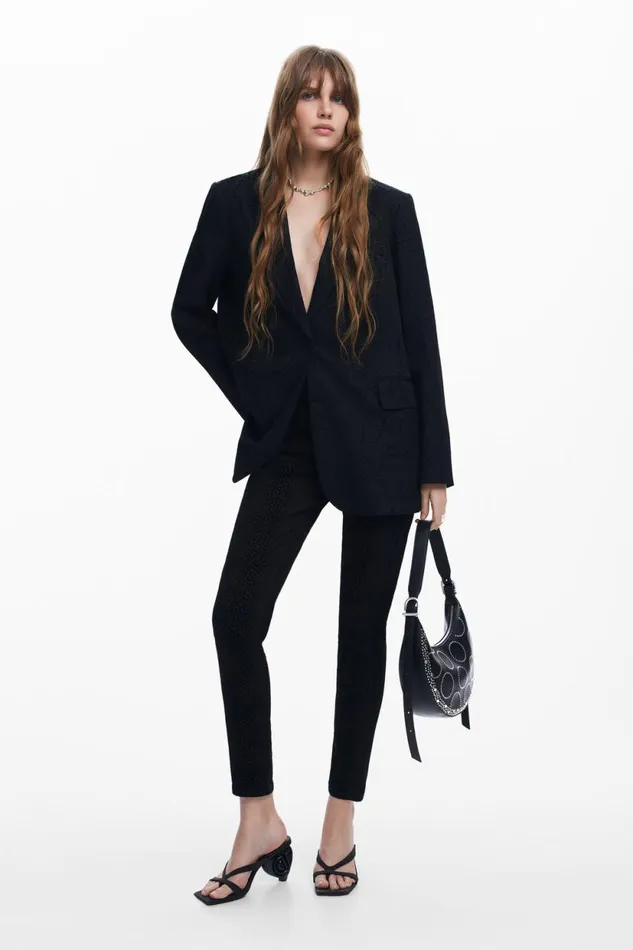 Coats And Jackets Women Desigual Lasercut Blazer Black