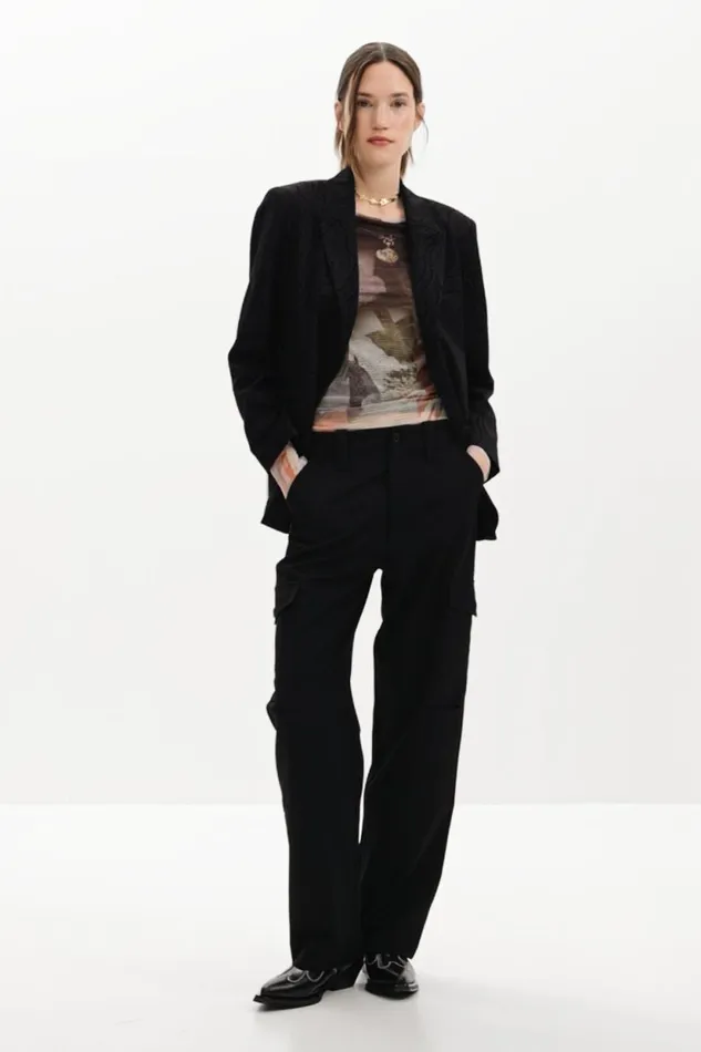 Coats And Jackets Women Desigual Lasercut Blazer Black