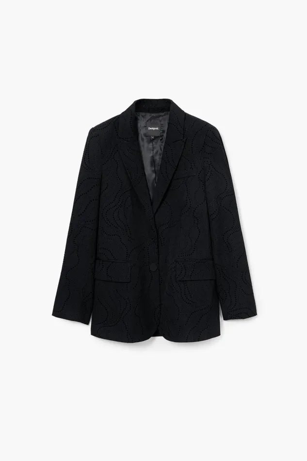 Coats And Jackets Women Desigual Lasercut Blazer Black