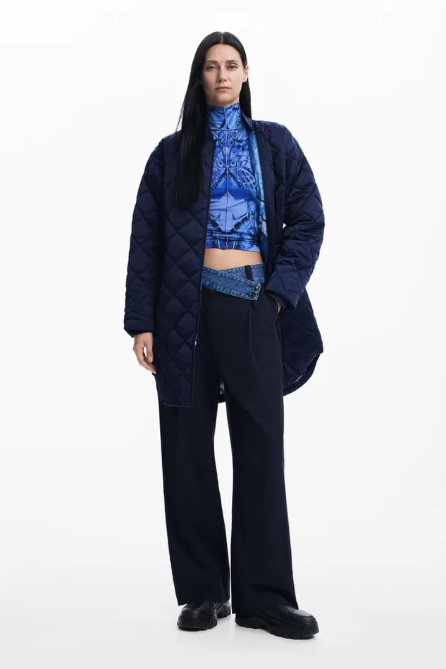 Coats And Jackets Women Desigual Long Padded Coat Blue