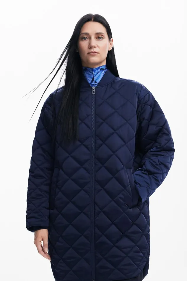 Coats And Jackets Women Desigual Long Padded Coat Blue
