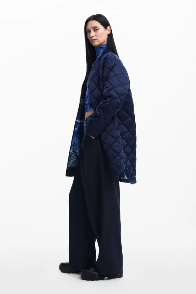 Coats And Jackets Women Desigual Long Padded Coat Blue