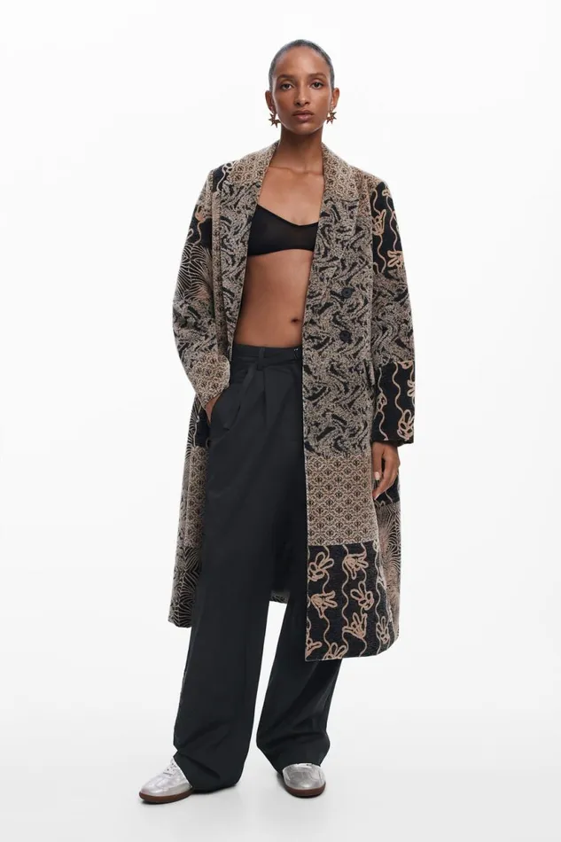 Coats And Jackets Women Desigual Long Patch Coat White