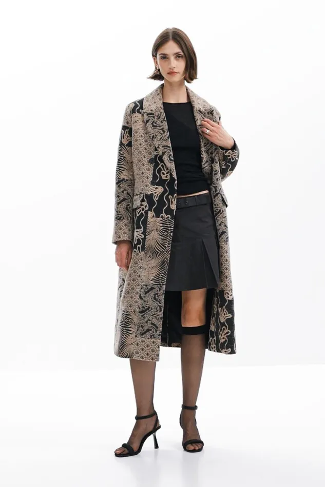 Coats And Jackets Women Desigual Long Patch Coat White