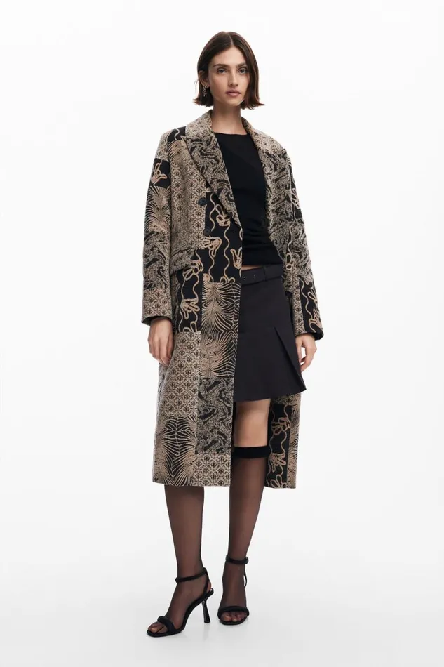 Coats And Jackets Women Desigual Long Patch Coat White
