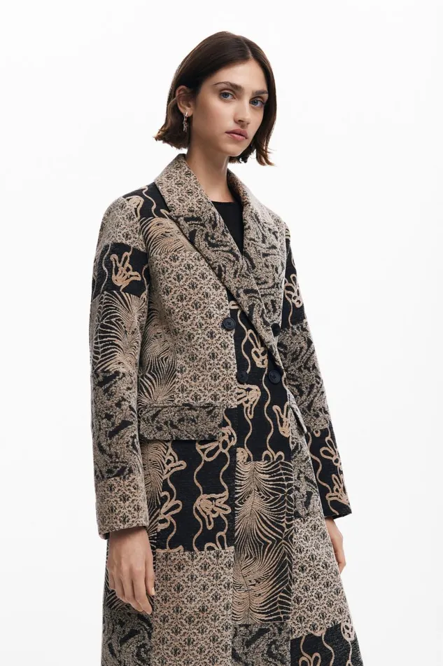 Coats And Jackets Women Desigual Long Patch Coat White