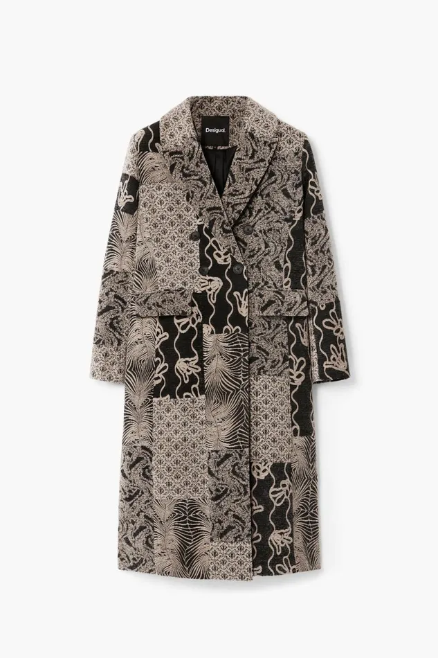 Coats And Jackets Women Desigual Long Patch Coat White