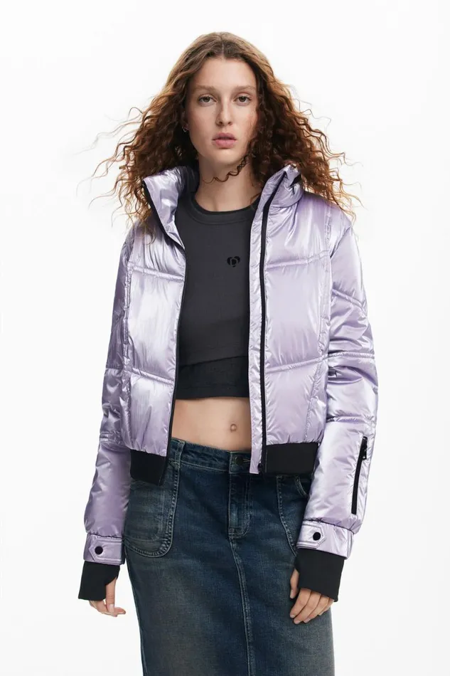 Coats And Jackets Women Desigual Metallic Padded Coat Red