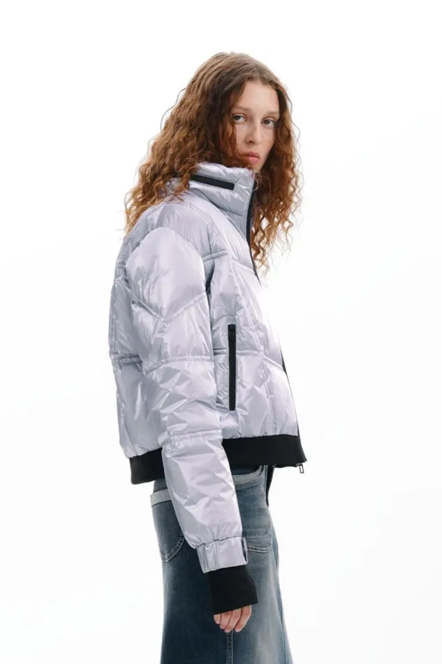 Coats And Jackets Women Desigual Metallic Padded Coat Red