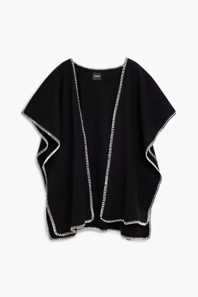 Coats And Jackets Women Desigual Poncho With Scarf Black