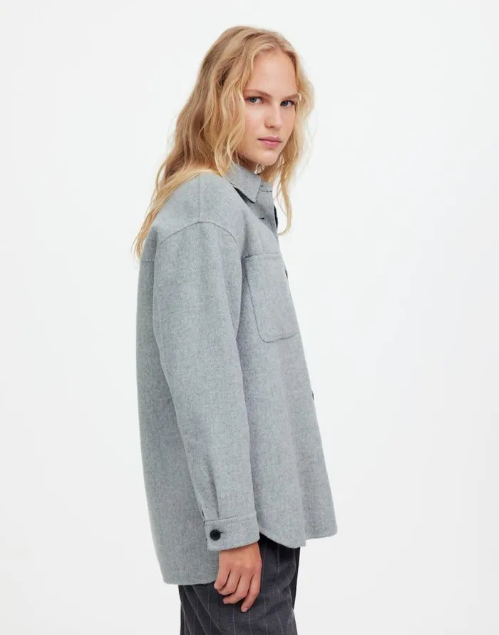 Coats Jackets Women Madewell DoubleFaced Long ShirtJacket Heather Coal