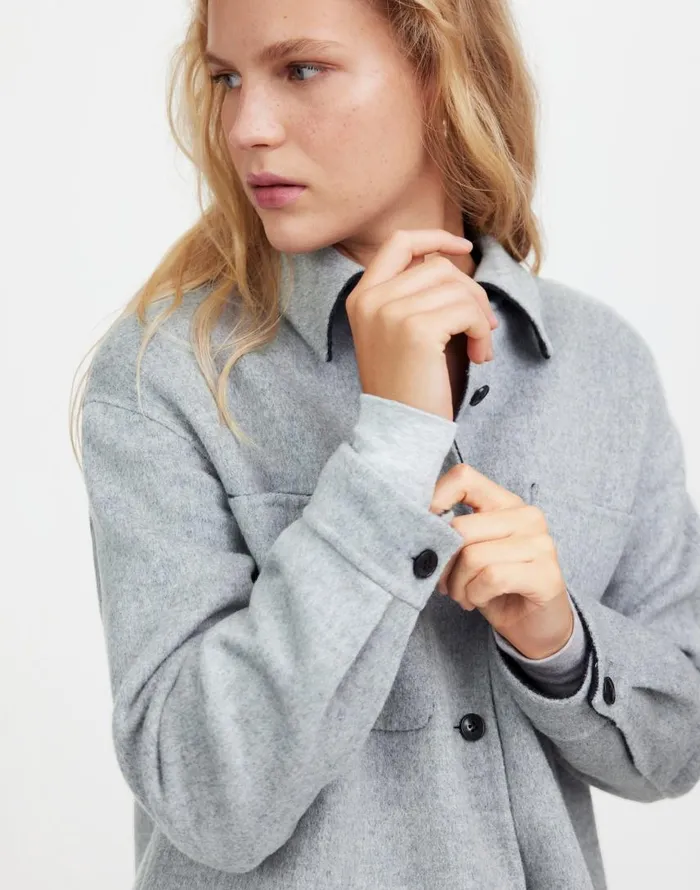 Coats Jackets Women Madewell DoubleFaced Long ShirtJacket Heather Coal