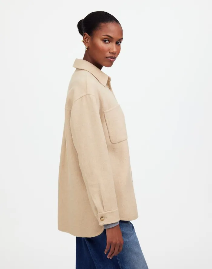 Coats Jackets Women Madewell DoubleFaced Long ShirtJacket Maple Oatmeal Melange